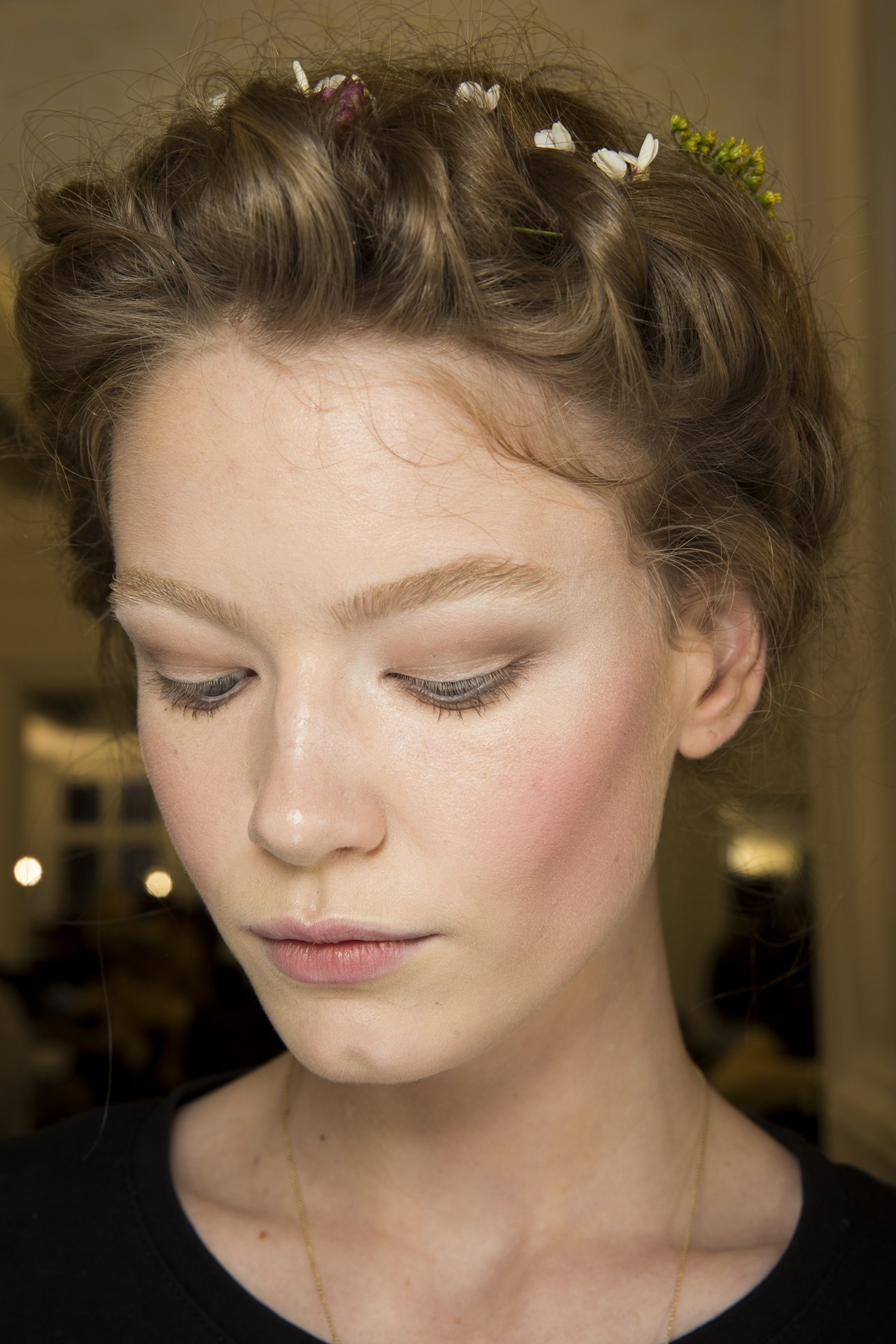 Valentino Pat McGrath created a pretty romantic look at the Valentino show with flushed cheeks and - valentino-pat-mcgrath-created-a-pretty-romantic-look-at-the-valentino-show-with-flushed-cheeks-and-lightly-contoured-eyes-indigital